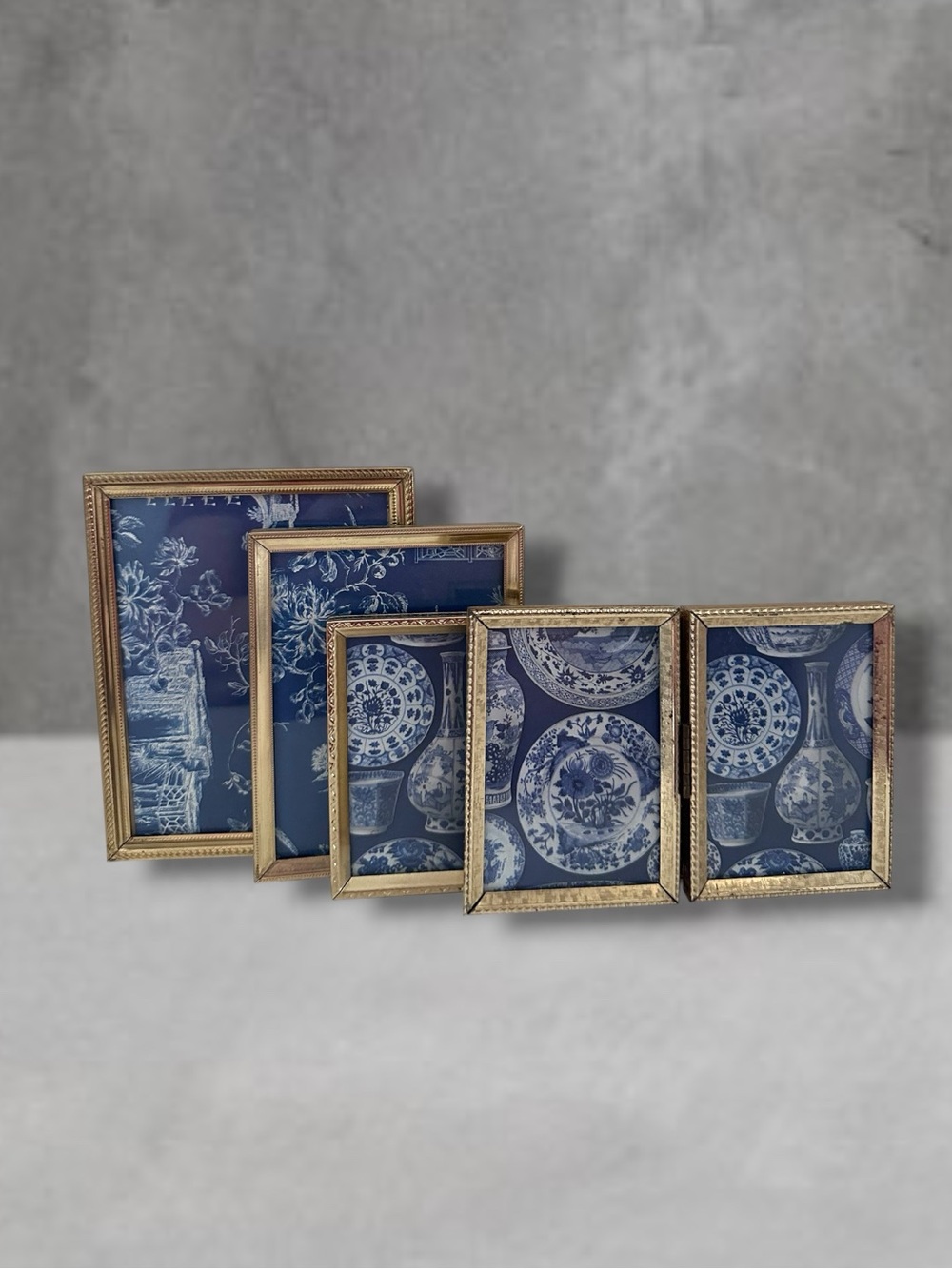 LOT OF 4 Vintage MINI Photo Picture FRAME GOLD Brass 3.5 X 5 4.25x3.25 2.5x3.5